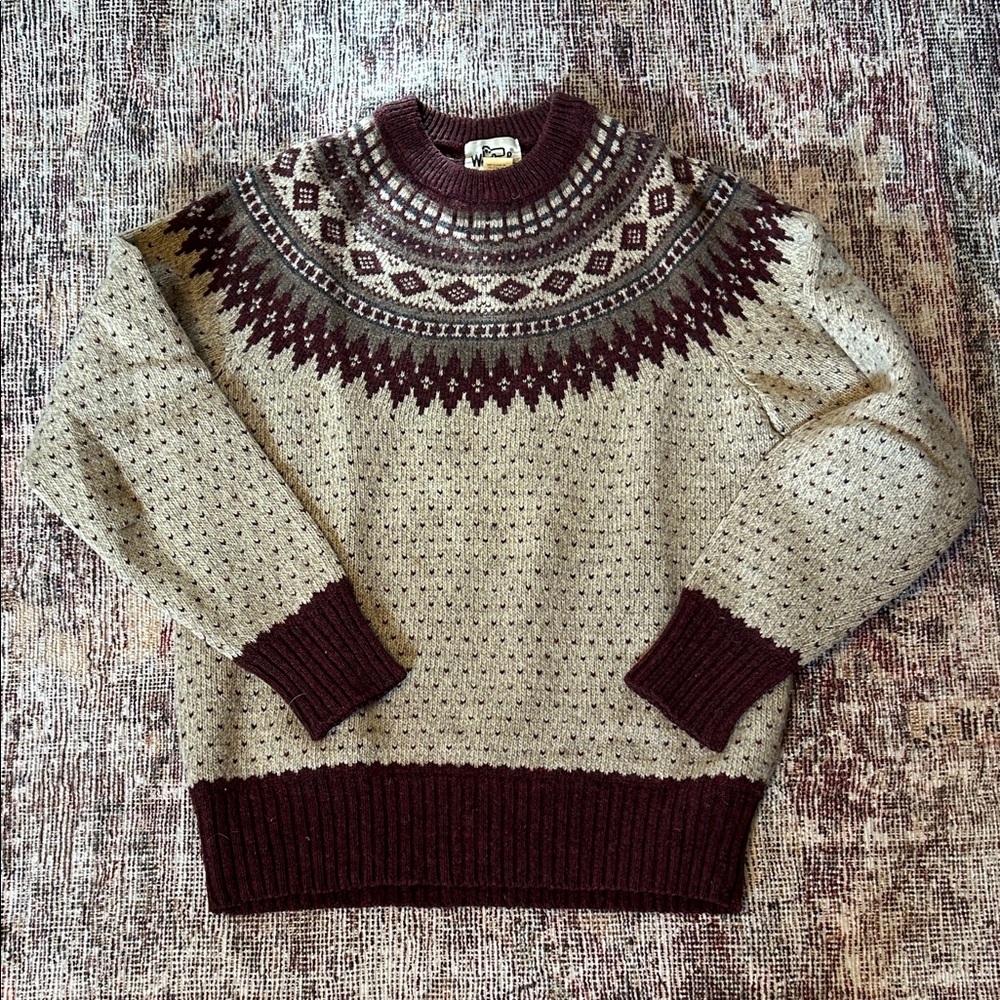 Woolrich Maroon and Cream Knit Sweater